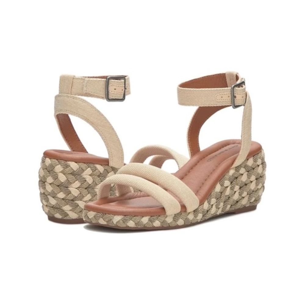 Lucky Brand women’s Naylicia Braided Wedge Sandals Vanilla Cream Size 8.5
